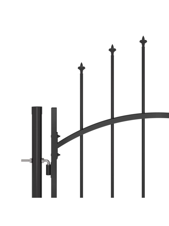 Puutarha-aidan portti keihäskärjillä 5x2,45 m musta