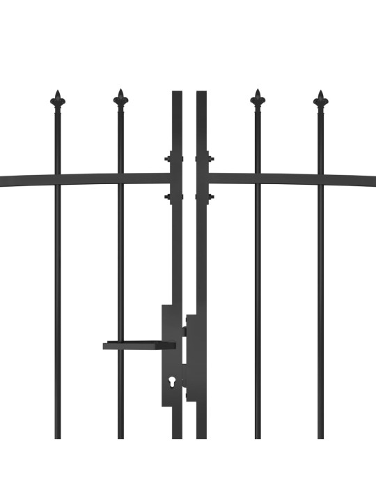 Puutarha-aidan portti keihäskärjillä 5x2,45 m musta