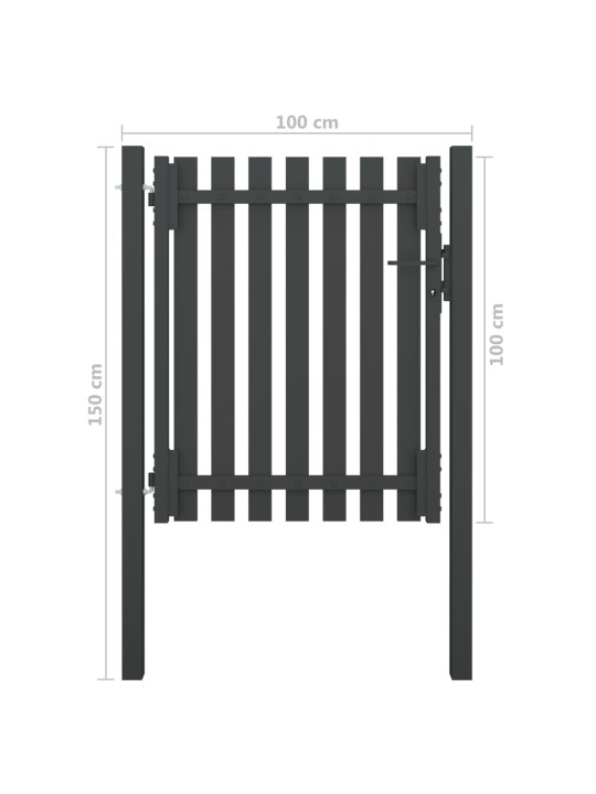 Puutarhan aitaportti teräs 1x1,5 m antrasiitti