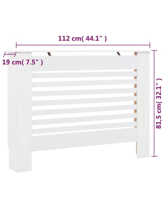 Lämpöpatterin suojat 2 kpl valkoinen 112x19x81,5 cm MDF