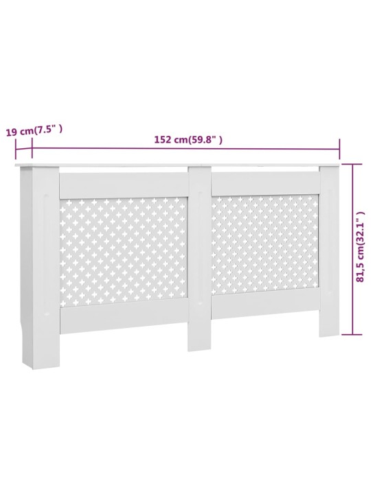 Lämpöpatterin suojat 2 kpl valkoinen 152x19x81,5 cm MDF