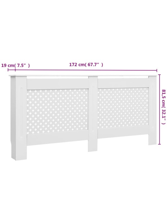 Lämpöpatterin suojat 2 kpl valkoinen 172x19x81,5 cm MDF