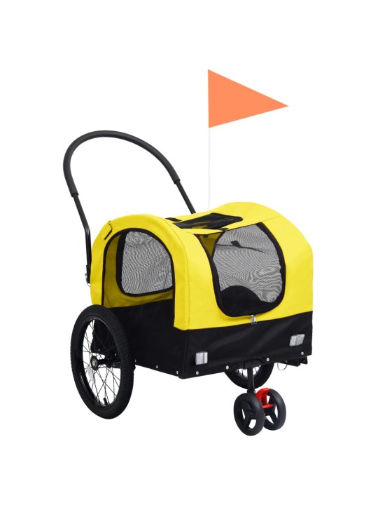 2-in-1 lemmikkikärry pyörään/juoksurattaat keltainen ja musta