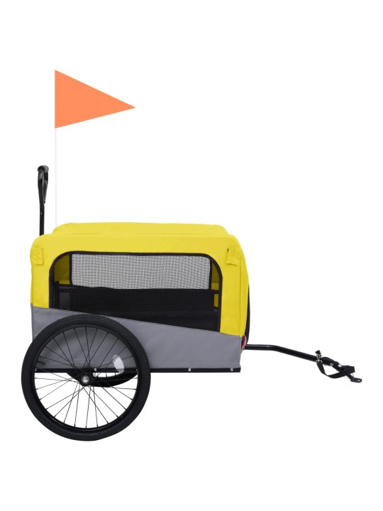 2-in-1 lemmikkikärry pyörään/juoksurattaat keltainen ja harmaa