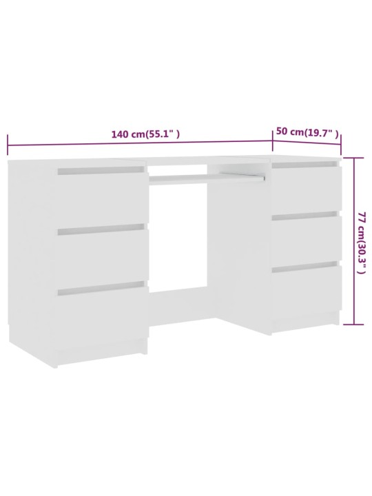 Kirjoituspöytä valkoinen 140x50x77 cm tekninen puu