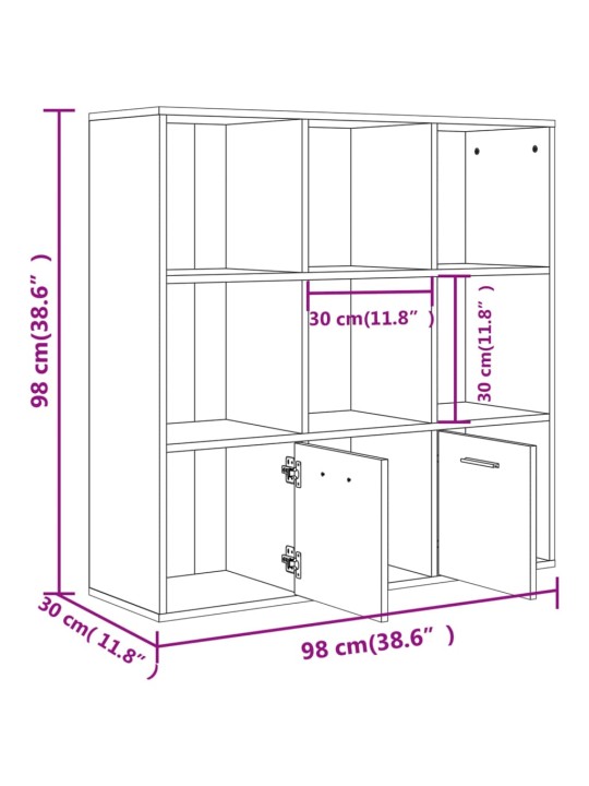 Kirjahylly Sonoma-tammi 98x30x98 cm lastulevy