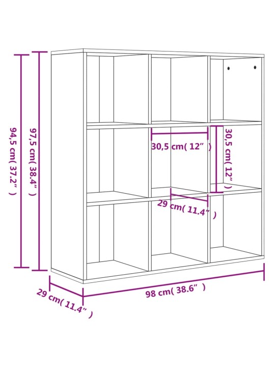 Kirjahylly Sonoma-tammi 98x30x98 cm lastulevy