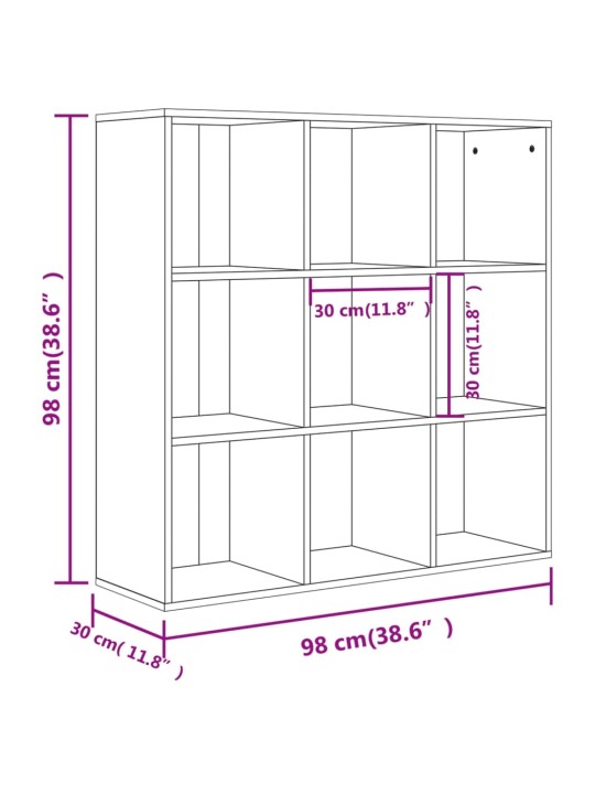 Kirjahylly betoninharmaa 98x30x98 cm lastulevy