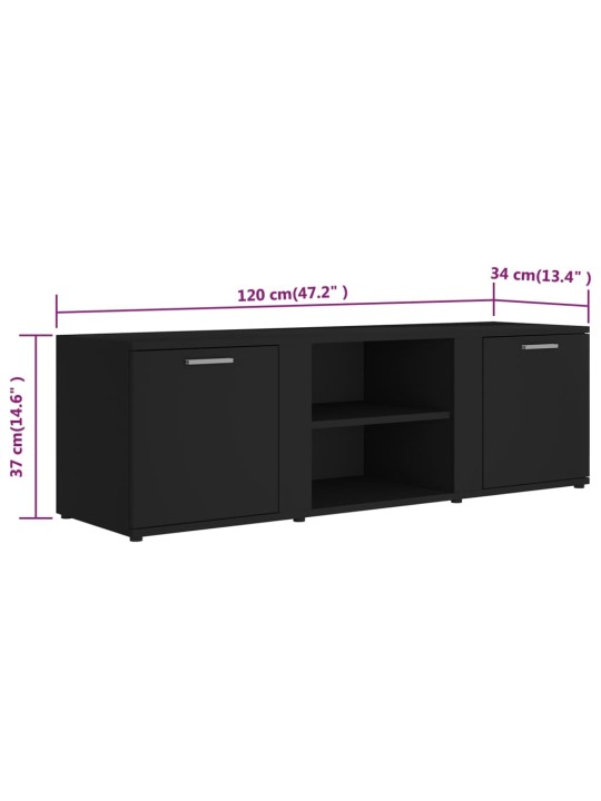 TV-taso musta 120x34x37 cm lastulevy