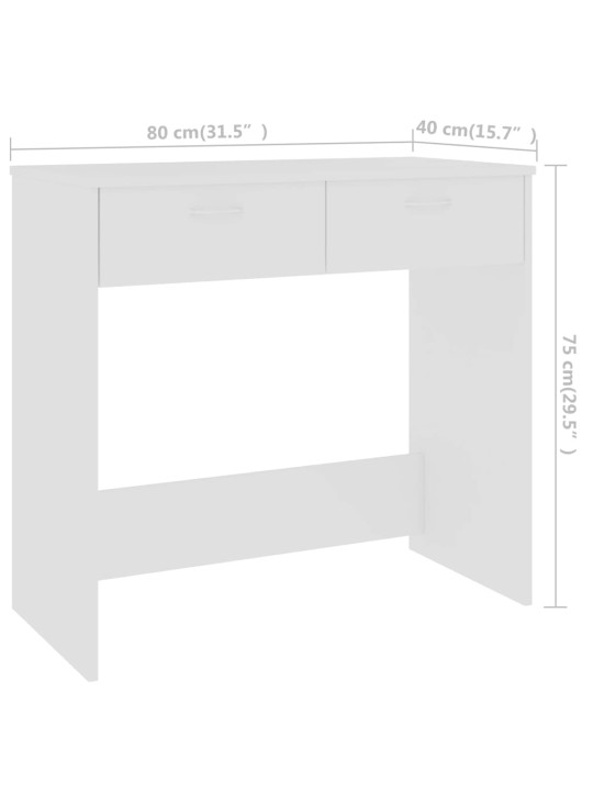 Työpöytä valkoinen 80x40x75 cm tekninen puu