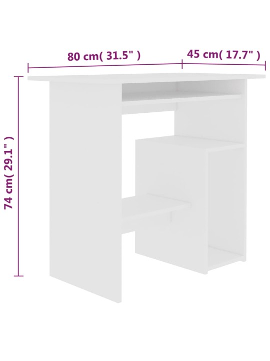 Työpöytä valkoinen 80x45x74 cm tekninen puu