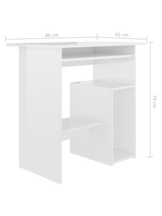 Työpöytä korkeakiilto valkoinen 80x45x74 cm tekninen puu