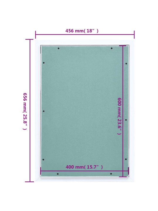 Huoltoluukkupaneeli alumiinikehys ja kipsilevy 400x600 mm