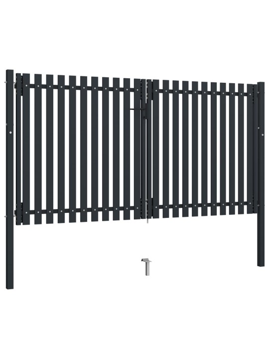 Tuplaovi pihaportti teräs 306x150 cm antrasiitti