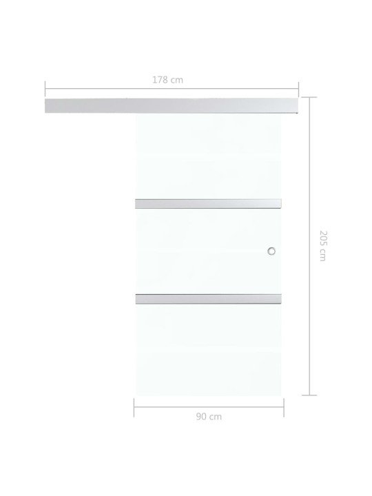 Liukuovi ESG-lasi ja alumiini 90x205 cm hopea