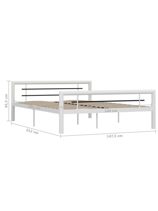Sängynrunko valkoinen ja musta metalli 140x200 cm