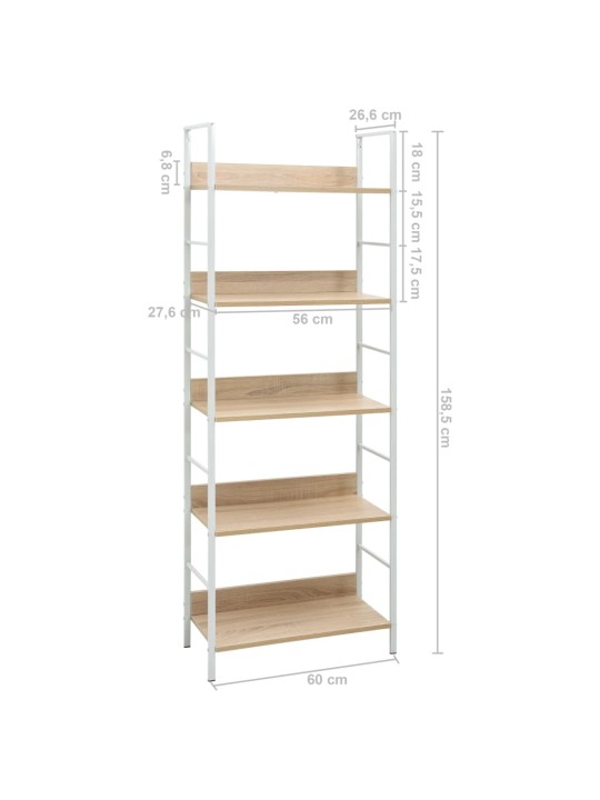 5-tasoinen kirjahylly tammi 60x27,6x158,5 cm tekninen puu