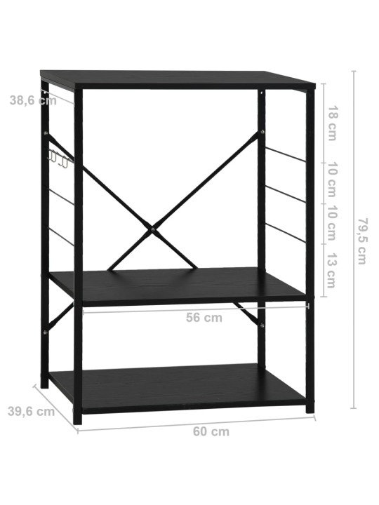 Mikroaaltouunikaappi musta 60x39,6x79,5 cm tekninen puu