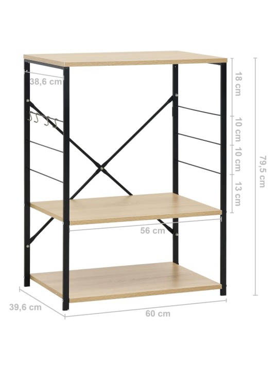 Mikroaaltouunikaappi musta/tammi 60x39,6x79,5 cm tekninen puu