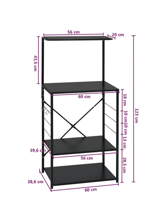 Mikroaaltouunikaappi musta 60x39,6x123 cm tekninen puu