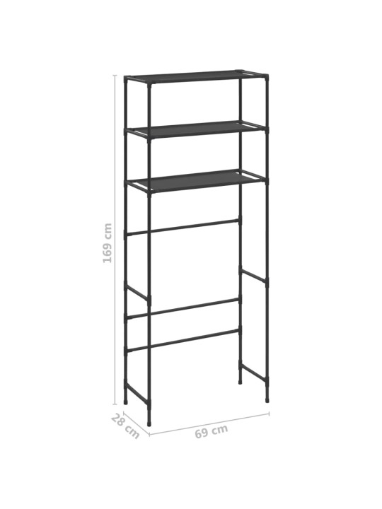 Säilytyshylly pesukoneen ylle 3 tasoa musta 69x28x169 cm