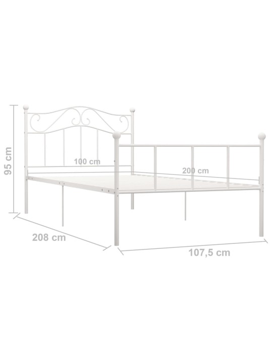 Sängynrunko valkoinen metalli 100x200 cm