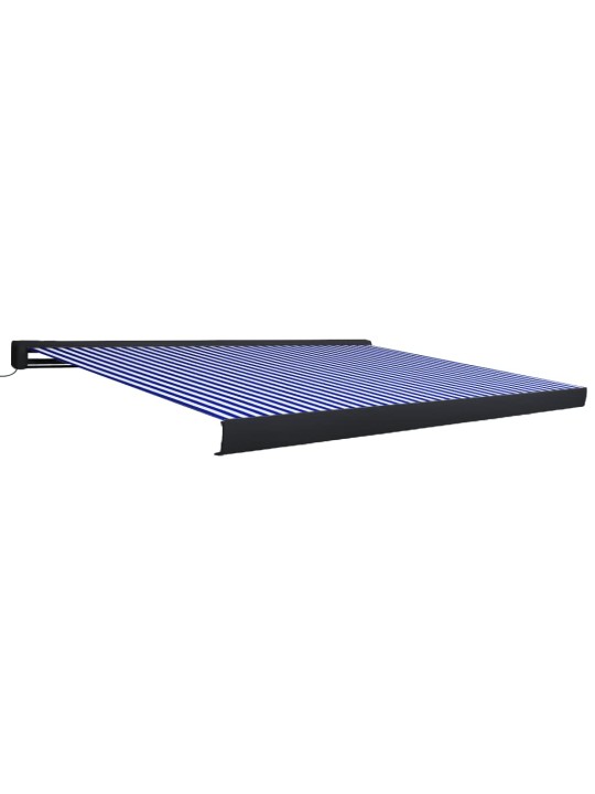 Moottoroitu kasettimarkiisi 450x300 cm sininen ja valkoinen