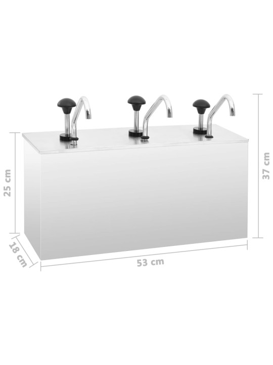 Kastikkeen annostelija ruostumaton teräs 3 x 3,5 l