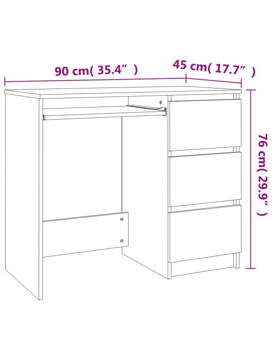 Työpöytä betoninharmaa 90x45x76 cm tekninen puu