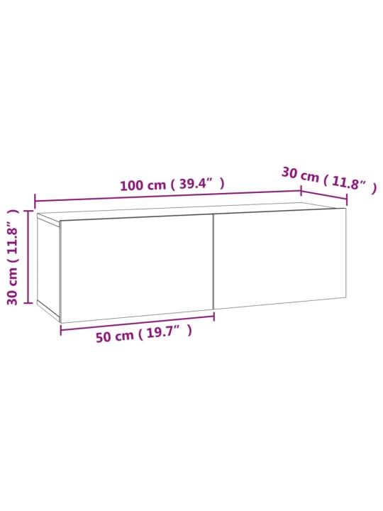 TV-taso betoninharmaa 100x30x30 cm lastulevy