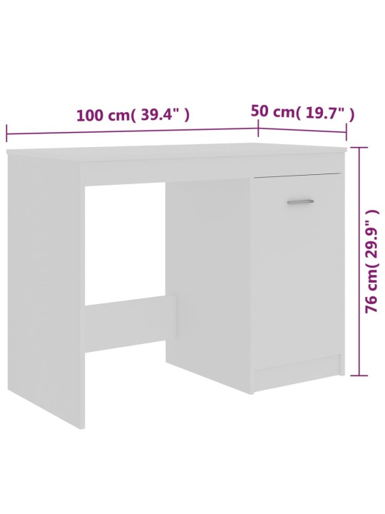 Työpöytä valkoinen 100x50x76 cm tekninen puu