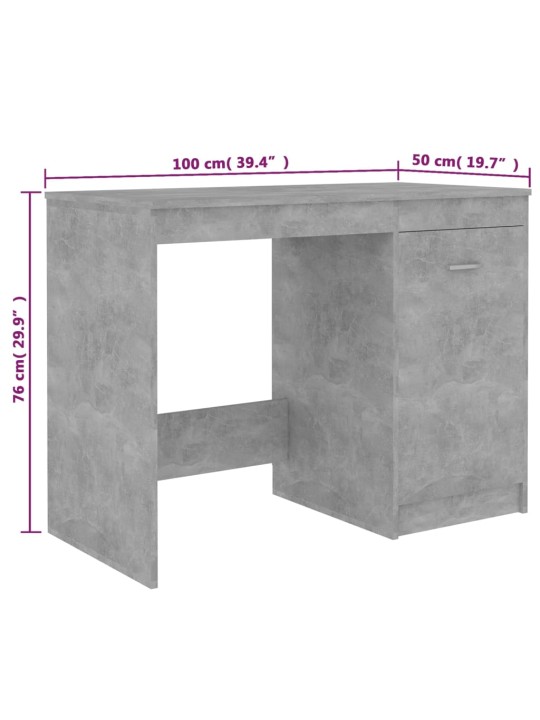 Työpöytä betoninharmaa 100x50x76 cm tekninen puu