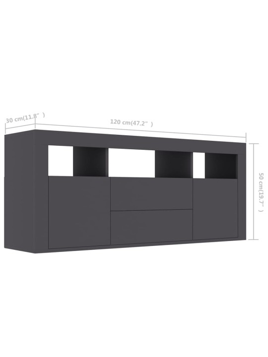 TV-taso harmaa 120x30x50 cm lastulevy