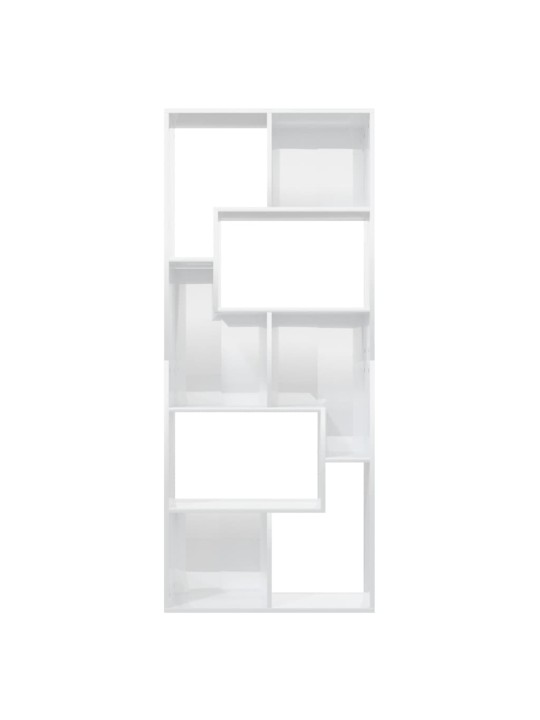 Kirjahylly korkeakiilto valkoinen 67x24x161 cm lastulevy