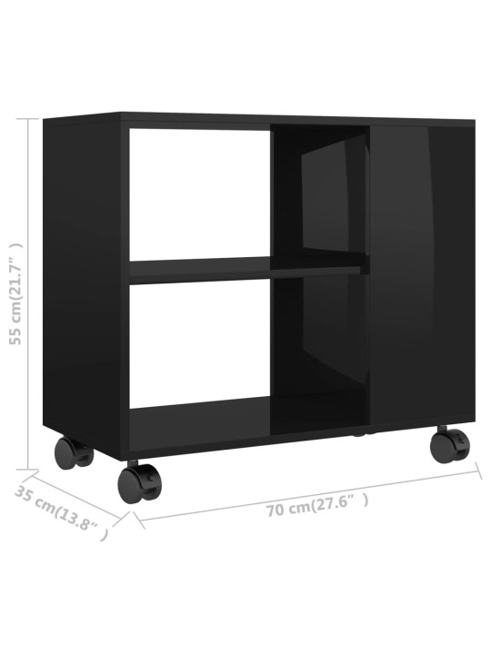 Sivupöytä korkeakiilto musta 70x35x55 cm tekninen puu