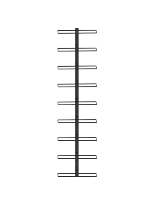 Seinäkiinnitteinen viinipulloteline 9 pullolle musta rauta
