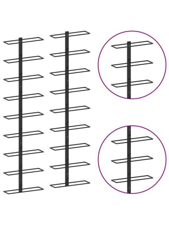 Seinäkiinnitteinen viinipulloteline 18 pullolle 2 kpl rauta