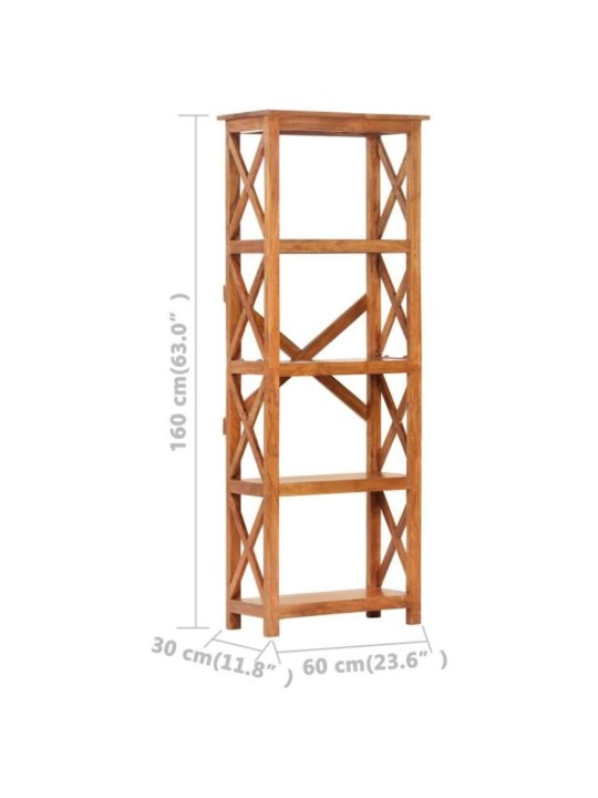 Kirjahylly 60x30x160 cm täysi akaasiapuu hunajaviimeistelyllä