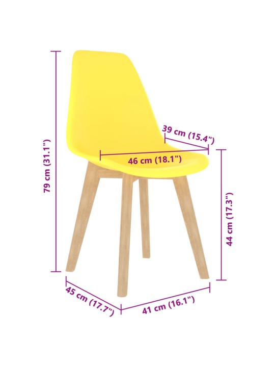Ruokapöydän tuolit 6 kpl keltainen muovi