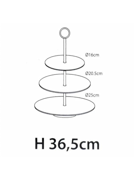 Excellent Houseware 3-kerroksinen Tarjoiluteline 36,5 cm mattamusta