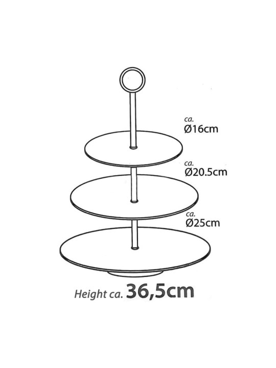 Excellent Houseware 3-kerroksinen Tarjoiluteline 36,5 cm teräs