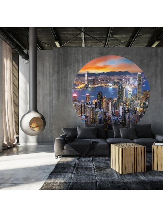 WallArt Tapetti ympyrä Skyline by Night 190 cm