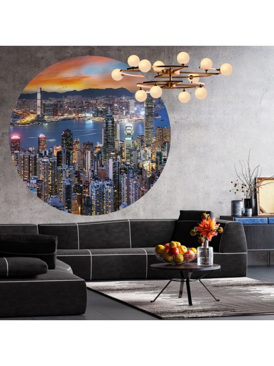 WallArt Tapetti ympyrä Skyline by Night 190 cm