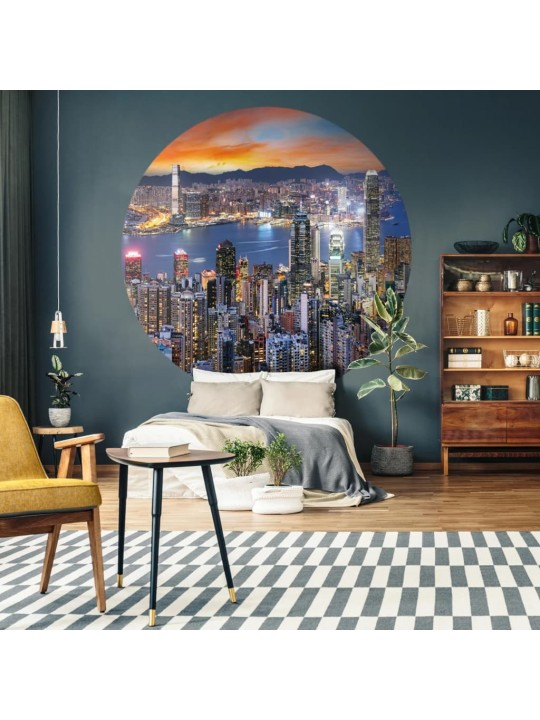 WallArt Tapetti ympyrä Skyline by Night 190 cm