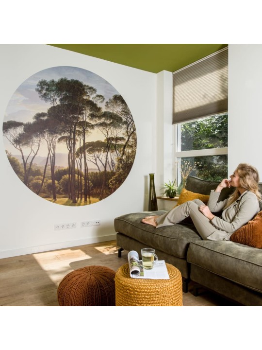 WallArt Tapetti ympyrä Umbrella Pines in Italy 190 cm