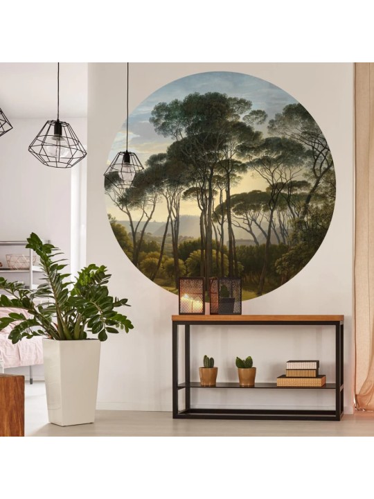 WallArt Tapetti ympyrä Umbrella Pines in Italy 190 cm