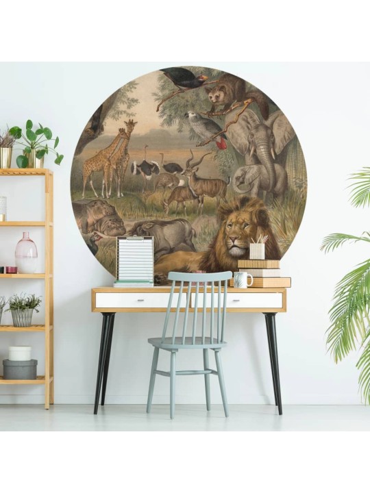 WallArt Tapetti ympyrä Animals of Africa 190 cm