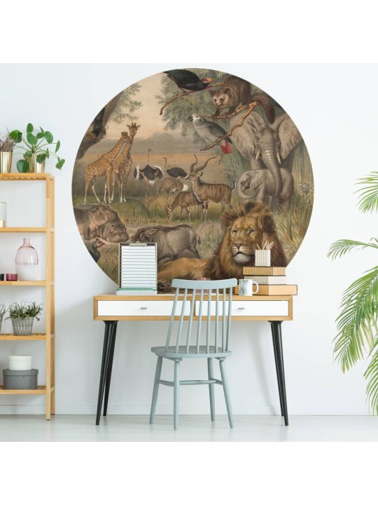 WallArt Tapetti ympyrä Animals of Africa 142,5 cm