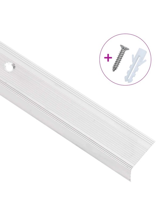 Portaikon suojukset L-muotoiset 15 kpl alumiini 90 cm hopea