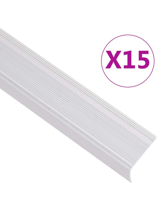 Portaikon suojukset l-muotoiset 15 kpl alumiini 90 cm hopea